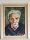 Oil On Panel Portrait Of A Mustached Man Old Painting Signed Framed