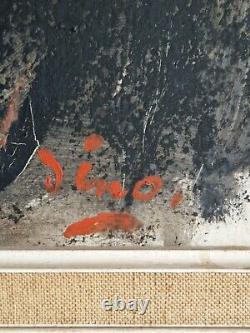 Oil on panel Portrait of a mustached man old painting signed framed