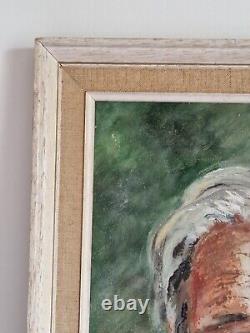 Oil on panel Portrait of a mustached man old painting signed framed