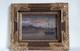 Oil On Panel Three-masted Ship At Port At Dusk Signed Gilded Wooden Frame