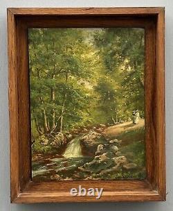 Oil on panel artist's walk in Spa Spa Undergrowth XXth A4211