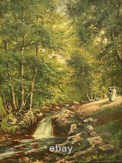 Oil on panel artist's walk in Spa Spa Undergrowth XXth A4211