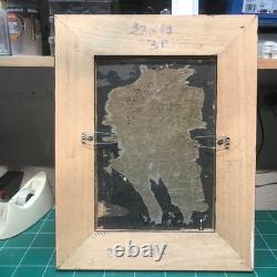 Oil on panel by H. Boirin circa 1930 Troyes Timber-framed houses 27X19 cm