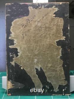 Oil on panel by H. Boirin circa 1930 Troyes Timber-framed houses 27X19 cm