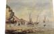 Oil On Panel, Fishing Sailboats On Stilts, Signed, 162 X 220 Mm