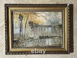 Oil on wood 1923 the naumachia of Parc Monceau Paris