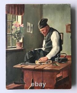 Oil on wood 19th century the tailor
