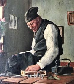 Oil on wood 19th century the tailor