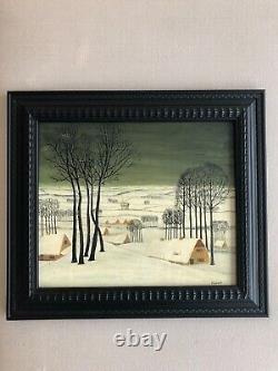 Oil on wood, Belgian snowy landscape, signed P. Guisson