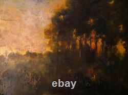 Oil on wood François Maury (1861-1933) Landscape at sunset, famous