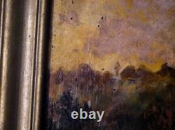 Oil on wood François Maury (1861-1933) Landscape at sunset, famous