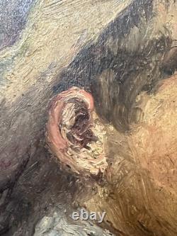 Oil on wood, Isabelle Mège, blond boy's profile