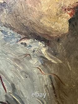 Oil on wood, Isabelle Mège, blond boy's profile