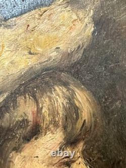 Oil on wood, Isabelle Mège, blond boy's profile Oil on wood, Isabelle Mège, blond boy's profile