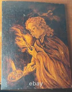 Oil on wood, animated scene, chiaroscuro, full moon, signed J. W. Wells, dated 1840