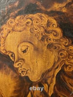 Oil on wood, animated scene, chiaroscuro, full moon, signed J. W. Wells, dated 1840