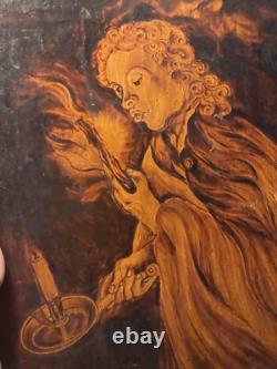 Oil on wood, animated scene, chiaroscuro, full moon, signed J. W. Wells, dated 1840