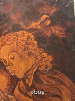 Oil on wood, animated scene, chiaroscuro, full moon, signed J. W. Wells, dated 1840