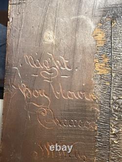 Oil on wood, animated scene, chiaroscuro, full moon, signed J. W. Wells, dated 1840