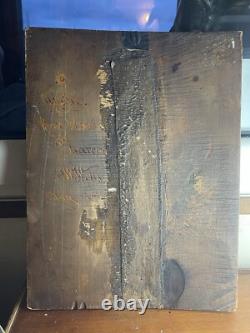 Oil on wood, animated scene, chiaroscuro, full moon, signed J. W. Wells, dated 1840