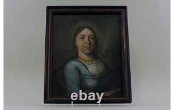 Oil on wood, classical portrait of a woman, portrait of Maria Föhrin, née Ri