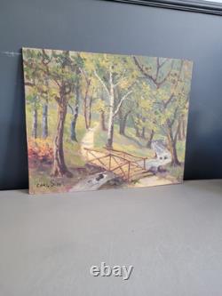 Oil on wood landscape signed Carl SIM