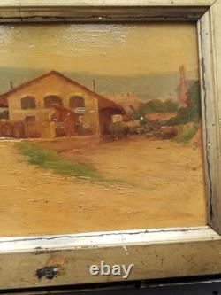 Oil on wood painting by Émile Troncy (Sétif 1857–1943), train station