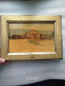 Oil on wood painting by Émile Troncy (Sétif 1857–1943), train station
