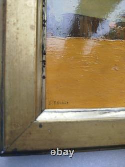 Oil on wood painting by Émile Troncy (Sétif 1857–1943), train station