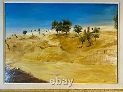 Oil on wood panel Maghreb landscape