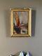 Oil On Wood Panel, Marine, Boats At Dock Signed R. Lambert