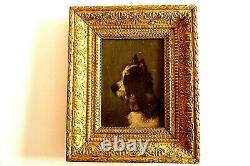 Oil on wood panel XIXth century Portrait of dog Jules Chardigny 1842-1892-REF 180.