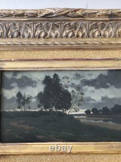 Oil on wood panel attributed to Jean Jacques Henner night landscape