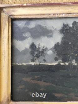 Oil on wood panel attributed to Jean Jacques Henner night landscape