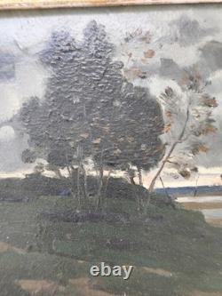 Oil on wood panel attributed to Jean Jacques Henner night landscape