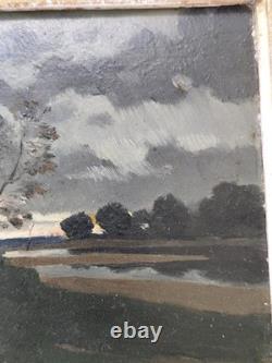 Oil on wood panel attributed to Jean Jacques Henner night landscape