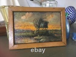 Oil on wood panel landscape signed J. P. Raveche 20th