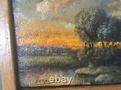 Oil on wood panel landscape signed J. P. Raveche 20th