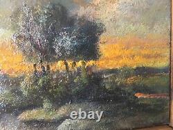 Oil on wood panel landscape signed J. P. Raveche 20th