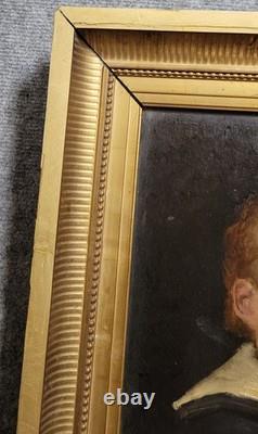 Oil on wood panel portrait of a child, Empire period