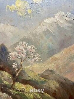 Oil on wood panel, signed Dieudonné Jacobs (1887-1967) Mountain Landscape