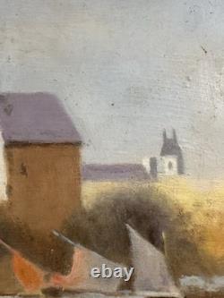 Oil on wood panel the port of Saint-Servan in Saint-Malo sailing boats