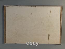 Oil painting 1950 wooden panel Signed Fisherman Shellfish Mont Saint Michel Art
