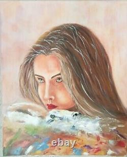 Oil painting DEEP GLANCE on cotton canvas on wooden frame