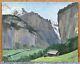 Oil Painting Table Desvignes Mountain Landscape Trees Summit Snow Switzerland 1932