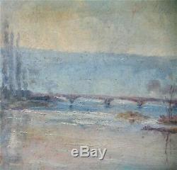 Oil-painting-impresionniste-landscape-bridge River-city Mist