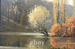 Oil painting landscape riverbank signed by Georges ANDRIQUE (1874-1964)