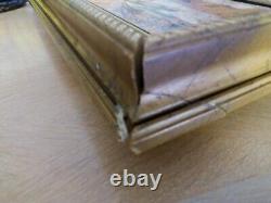 Oil painting on canvas 20th century Fisherman Boats Gilded Wooden Frame