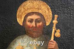 Oil painting on canvas mounted on wood of Saint James