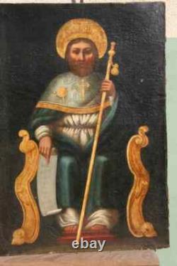 Oil painting on canvas mounted on wood of Saint James